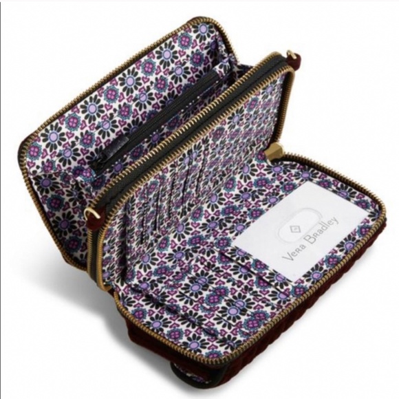 VERA BRADLEY All in one Crossbody Phone Bag Zipper Purse Rdif security! - Picture 2 of 7
